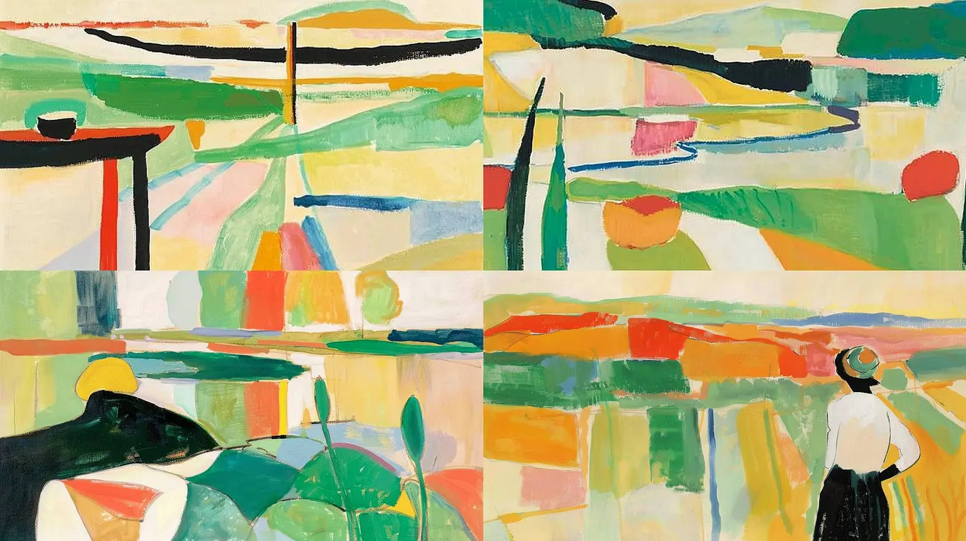 Serenity in Abstract Horizons: A Harmonious Blend of Nature's Palette - Midjourney sref style