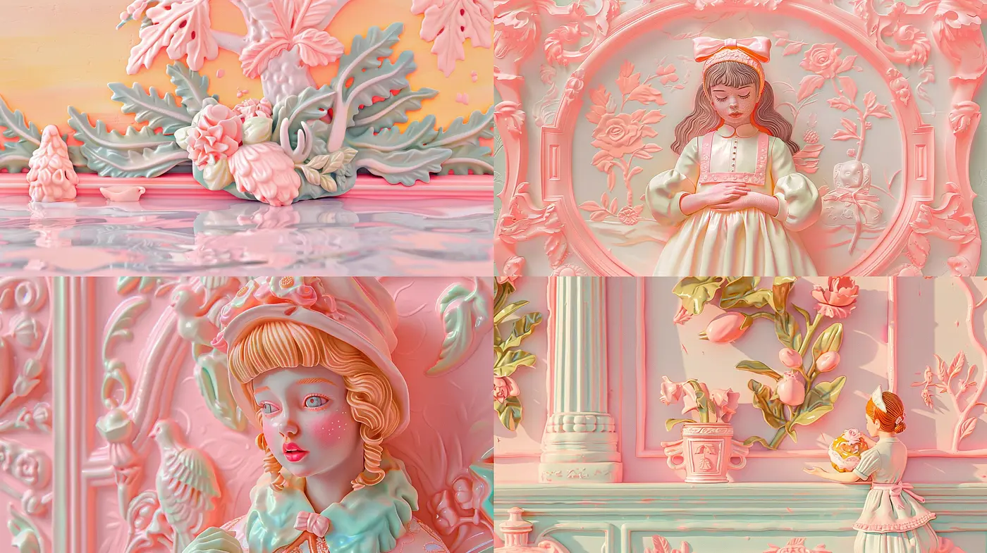 Candy-Colored Pastoral Dreamscape: A Study in Soft Hues and Surreal Serenity - Midjourney sref style