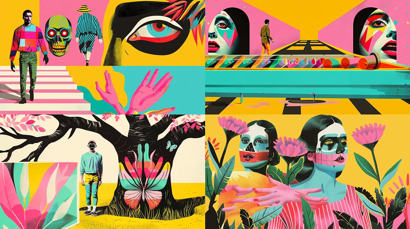 Retro Pop Art Panache with a Surreal Twist - Midjourney sref style