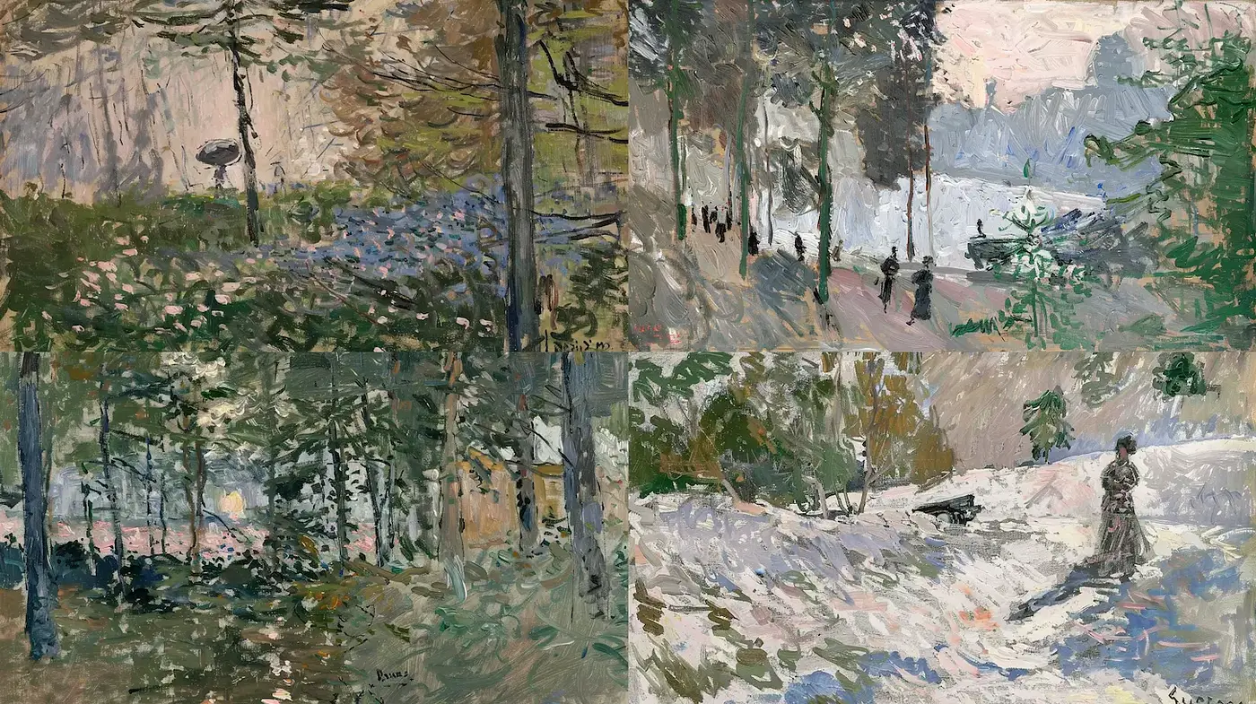 Impressionistic Nature Scenes with a Textured and Evocative Atmosphere - Midjourney sref style