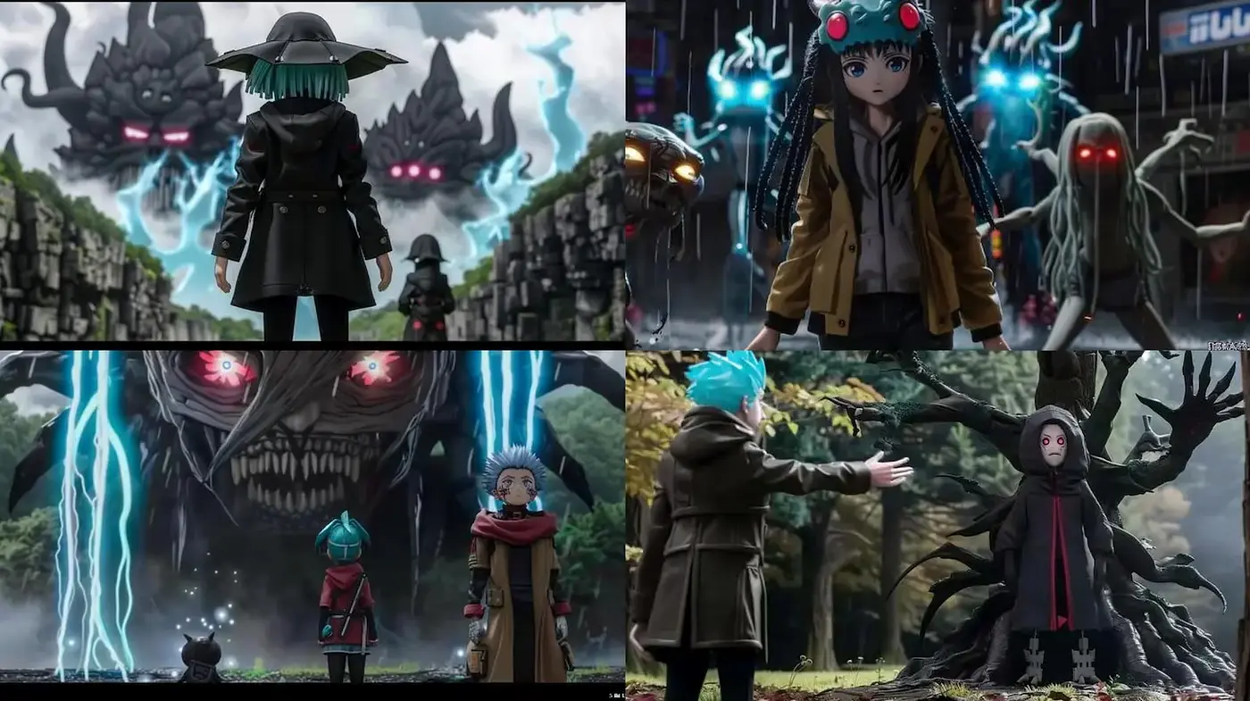 Dynamic blend of fantasy and sci-fi aesthetics with striking character design - Midjourney sref style