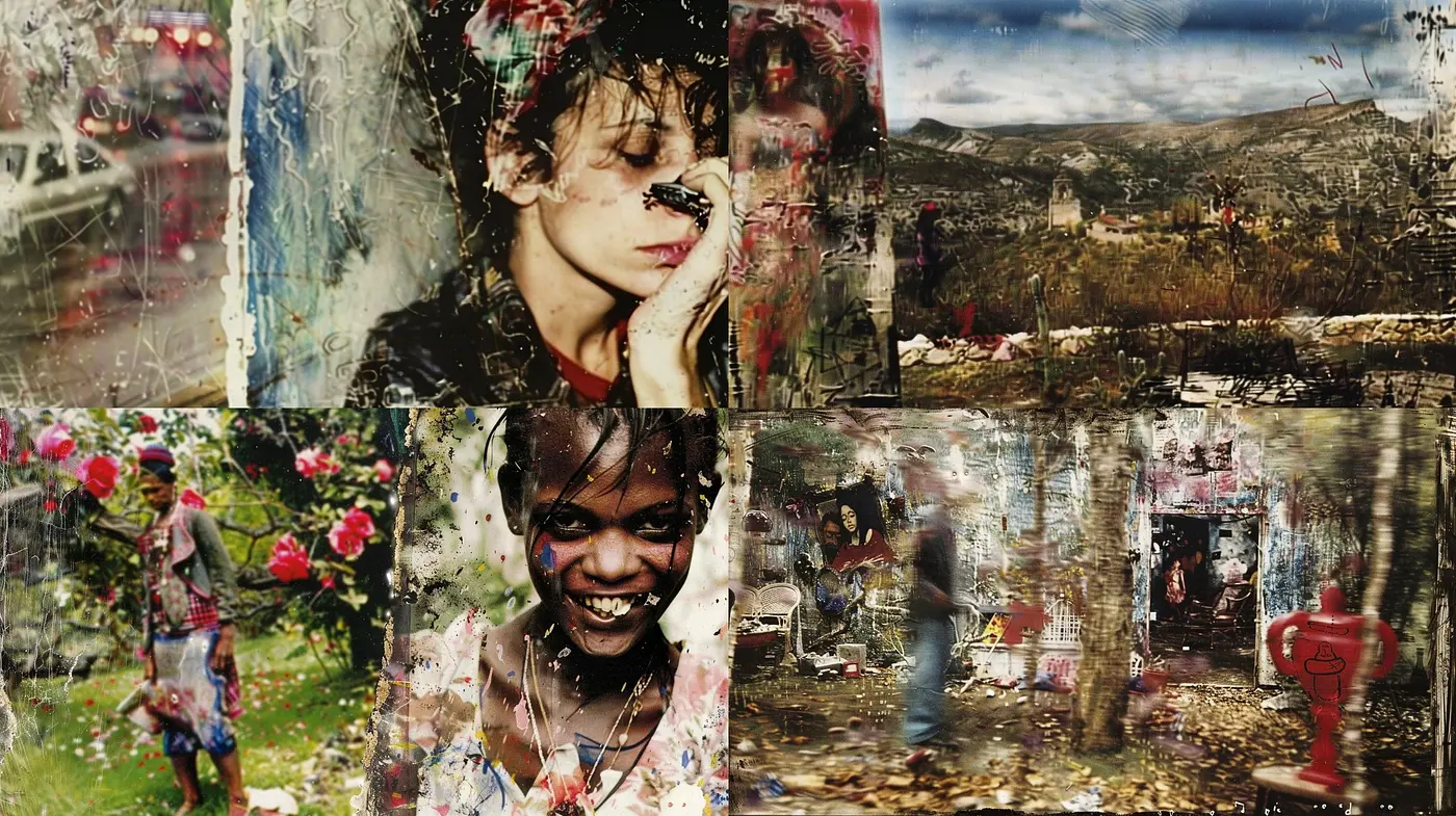 Whimsical Distortion: A Fusion of Vivid Expressions and Textured Impressions - Midjourney sref style