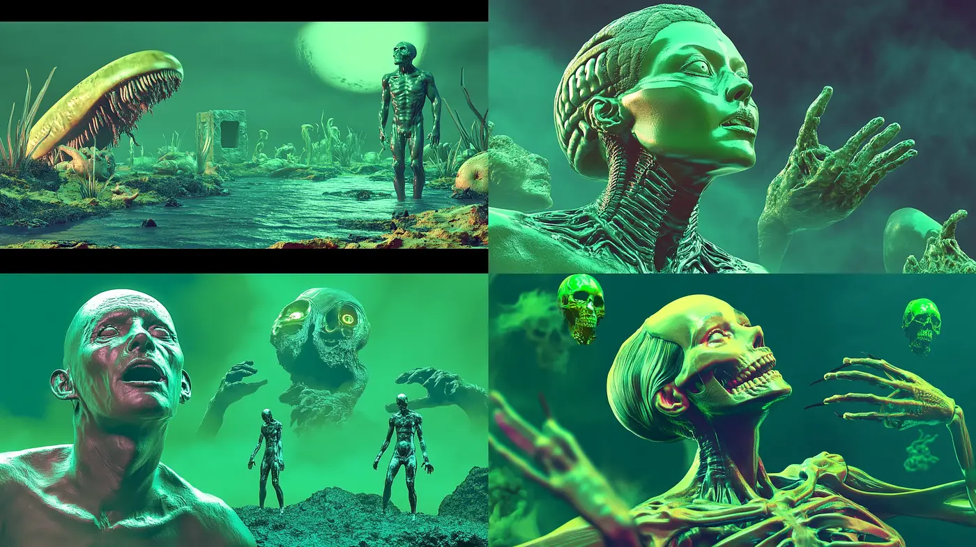 Ethereal Green Hues of Post-Apocalyptic Tranquility - Midjourney sref style