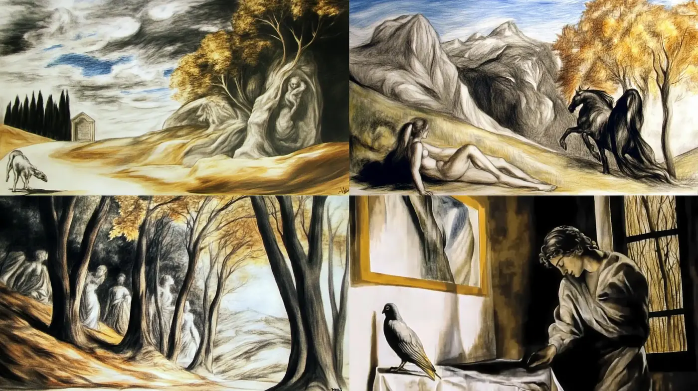 Ethereal Sepia-toned Dreamscape Artistry - Midjourney sref style