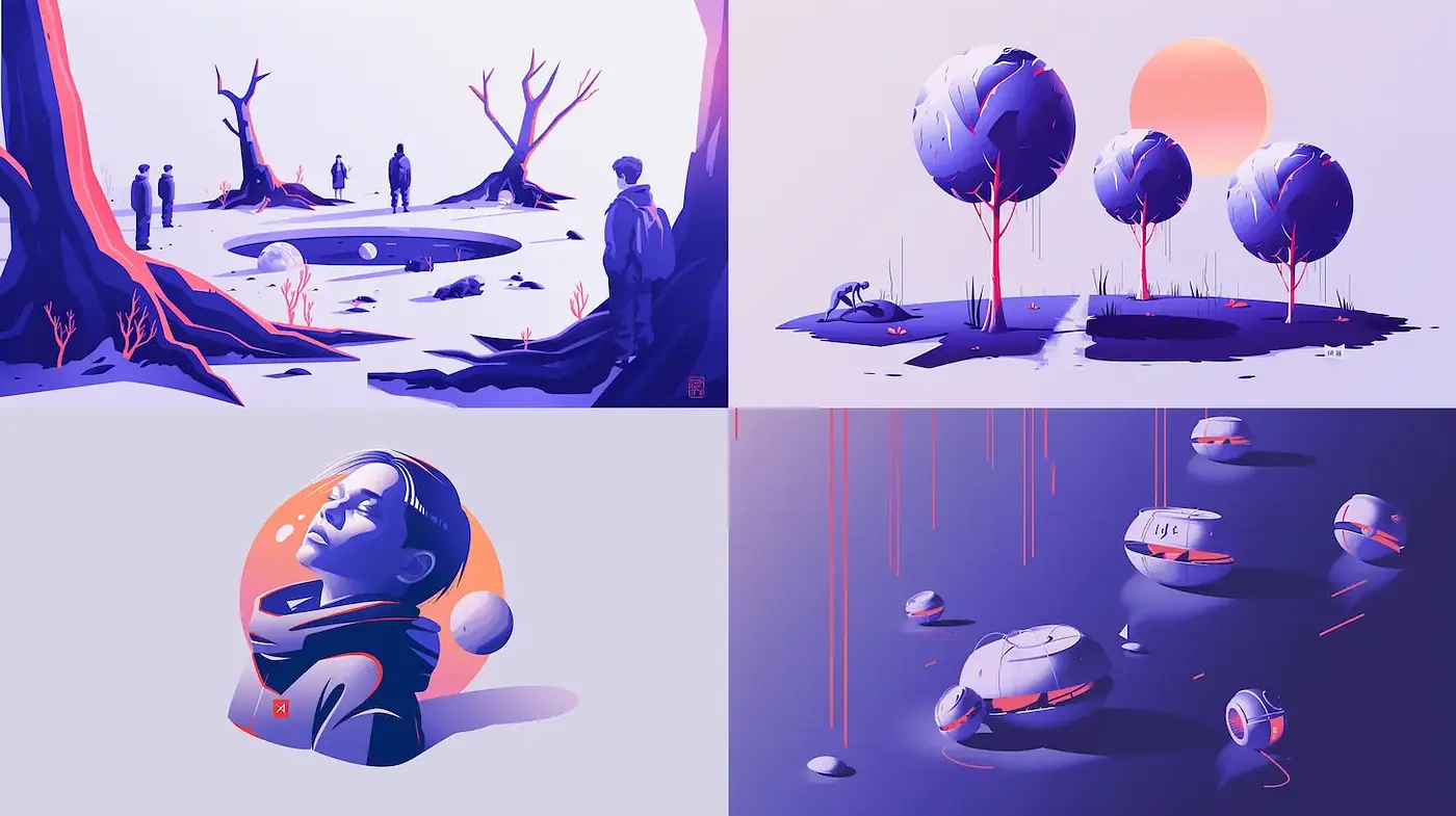 Futuristic Dreamlike Landscapes with a Vibrant Palette - Midjourney sref style