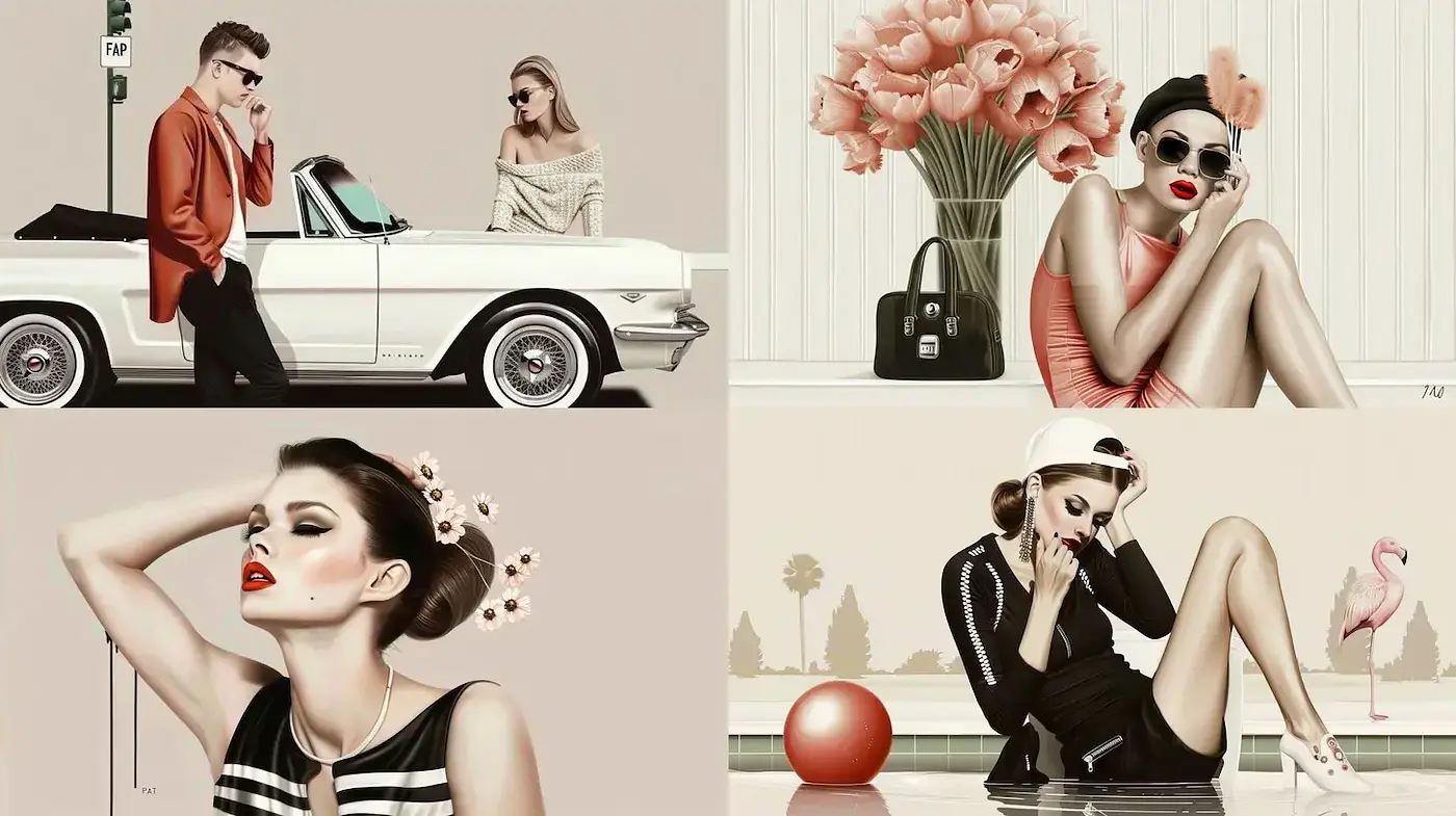 Retro Elegance with a Modern Gloss Finish - Midjourney sref style