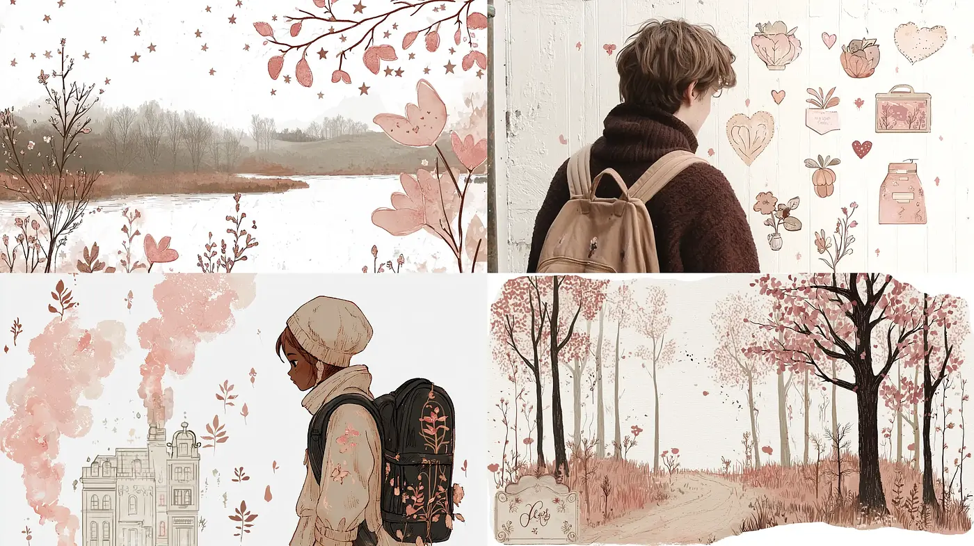 Whimsical Autumn Reflections in Pastel Illustration - Midjourney sref style