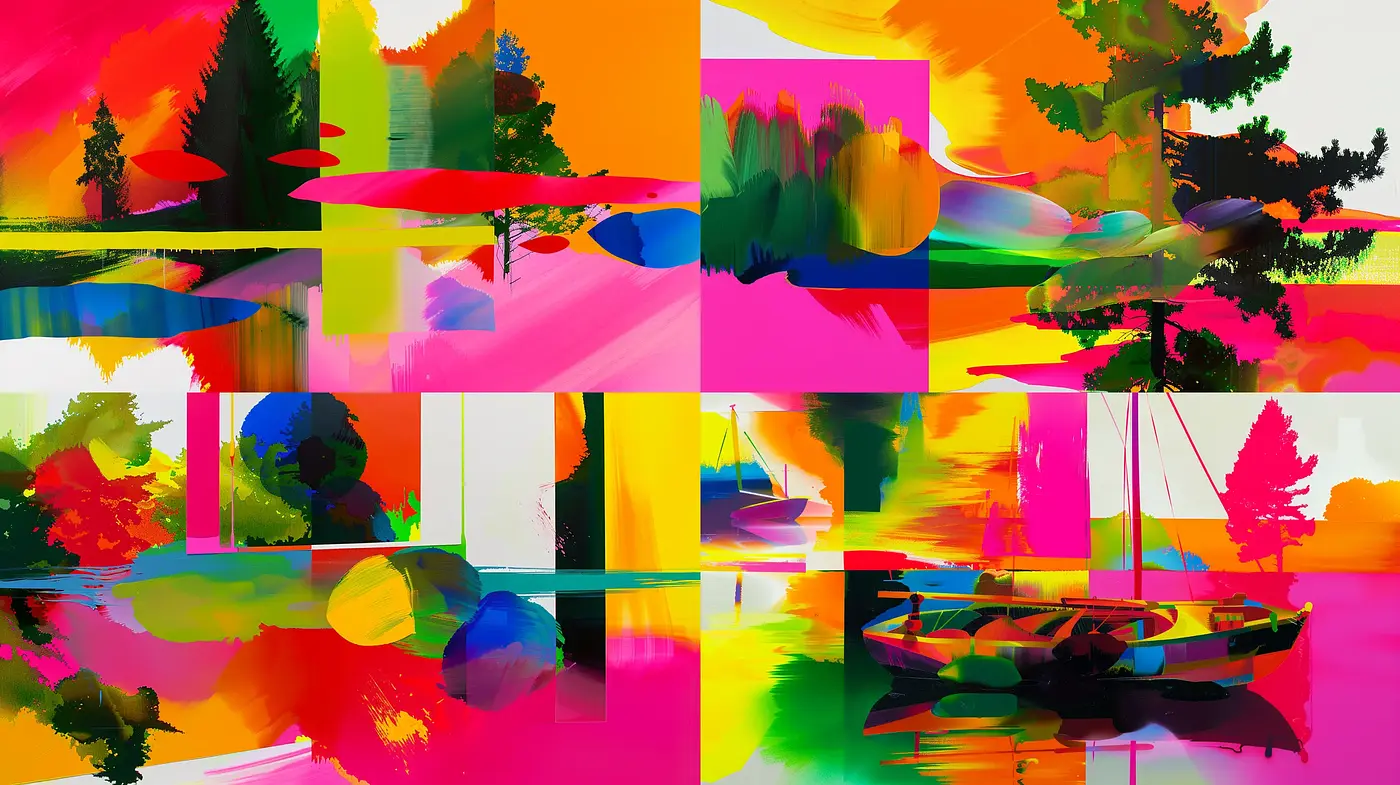 Vibrant Abstract Expressionist Landscapes in Saturated Hues - Midjourney sref style