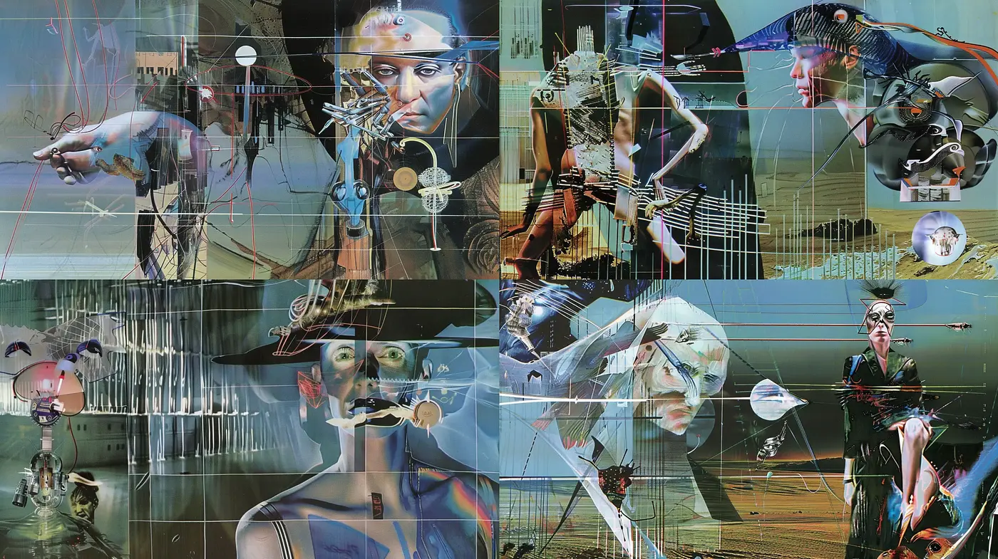 Fragmented Cybernetic Dreamscape - Midjourney sref style