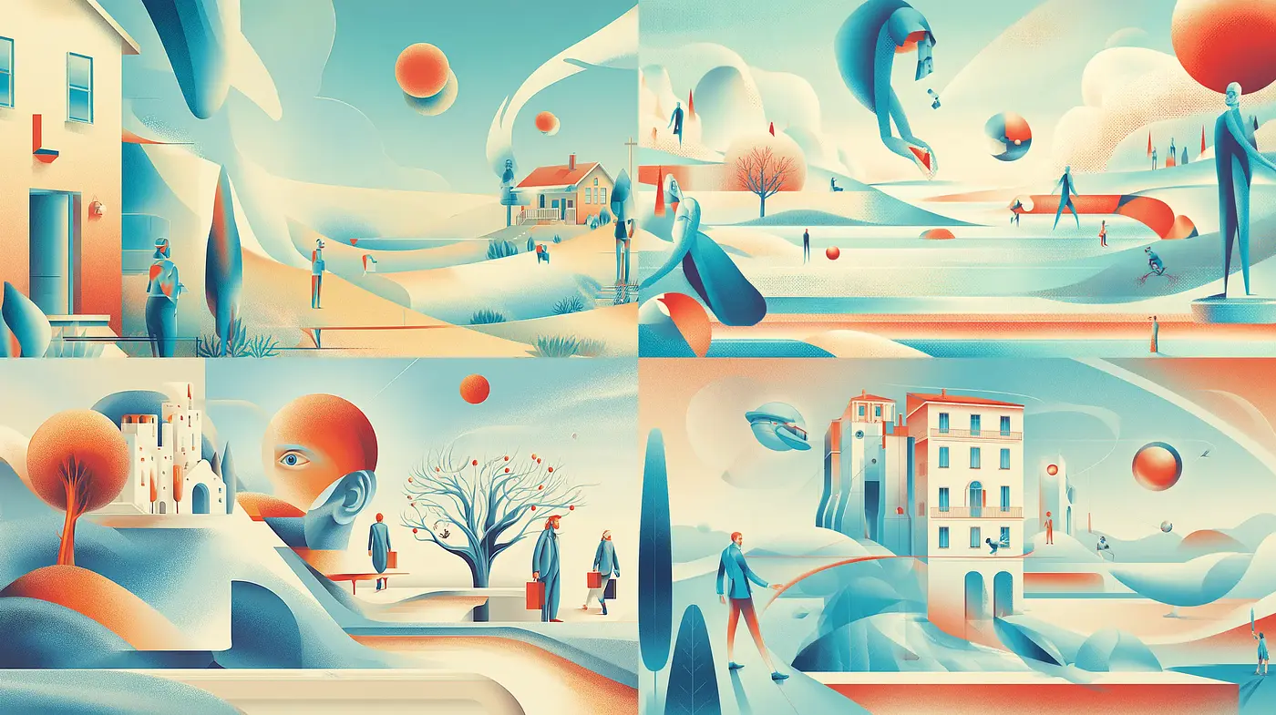 Surreal and Whimsical Dreamscapes with Soft Geometry - Midjourney sref style