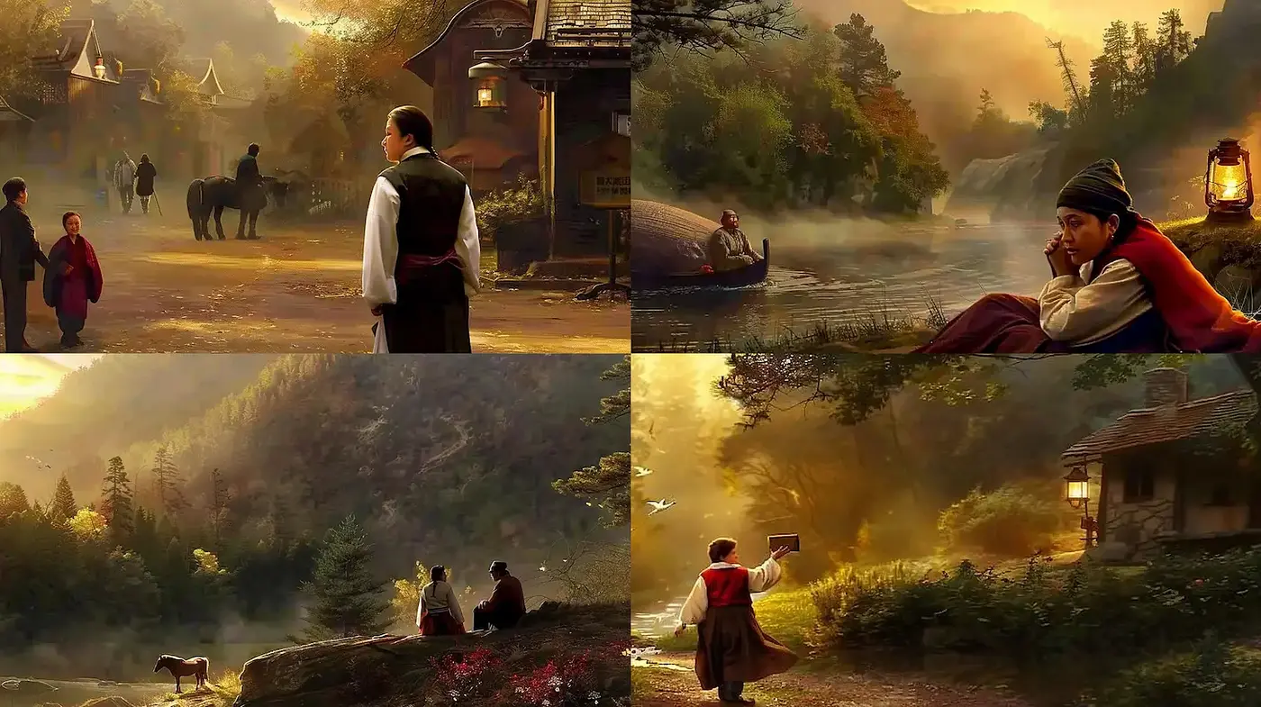 Ethereal landscapes with a soothing, rustic charm - Midjourney sref style