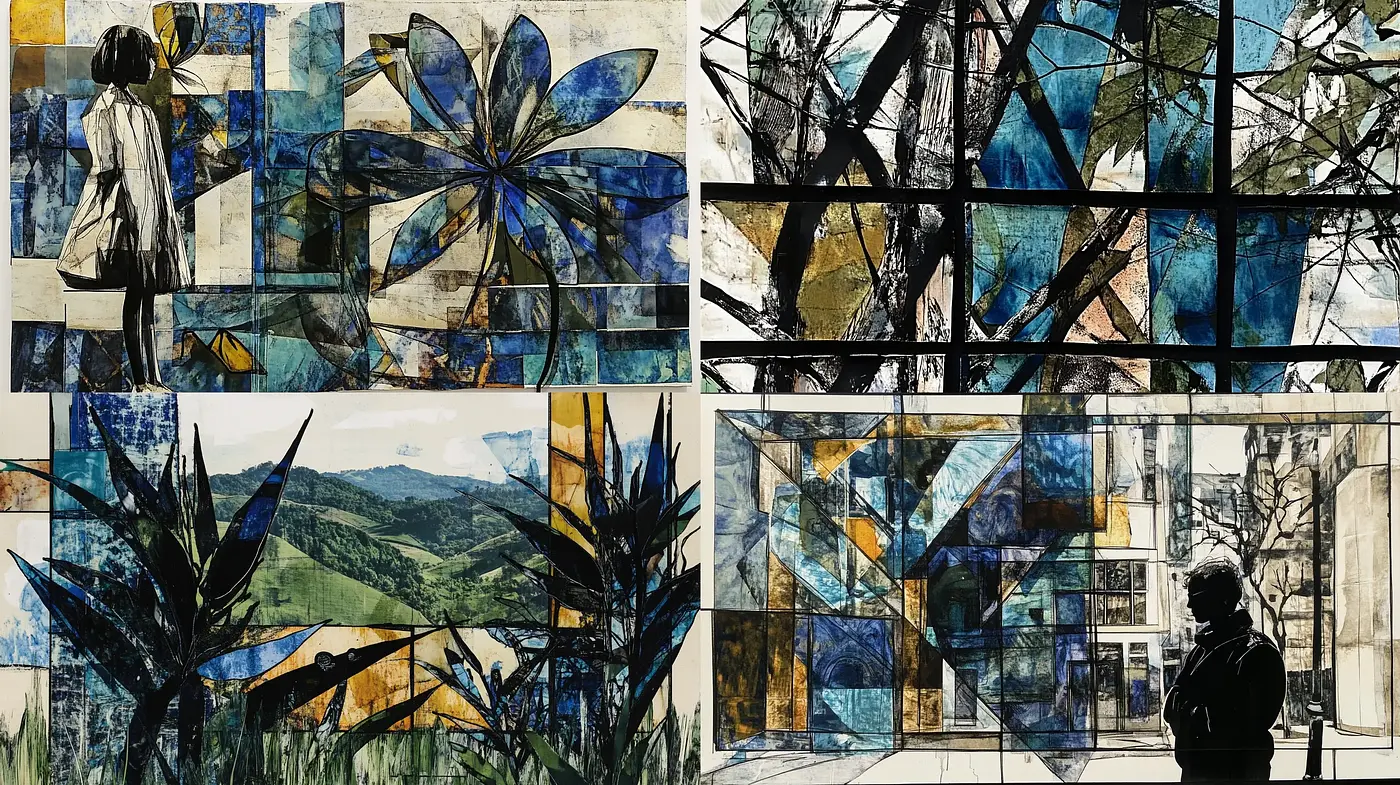 Fragmented Nature in Mosaic Noir - Midjourney sref style