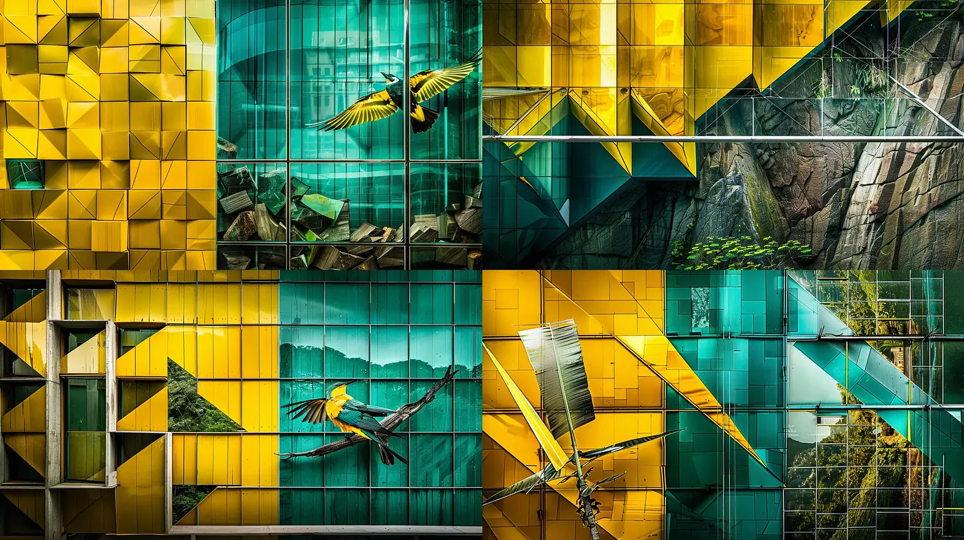 Geometric Abstraction with a Vivid and Fragmented Reality - Midjourney sref style