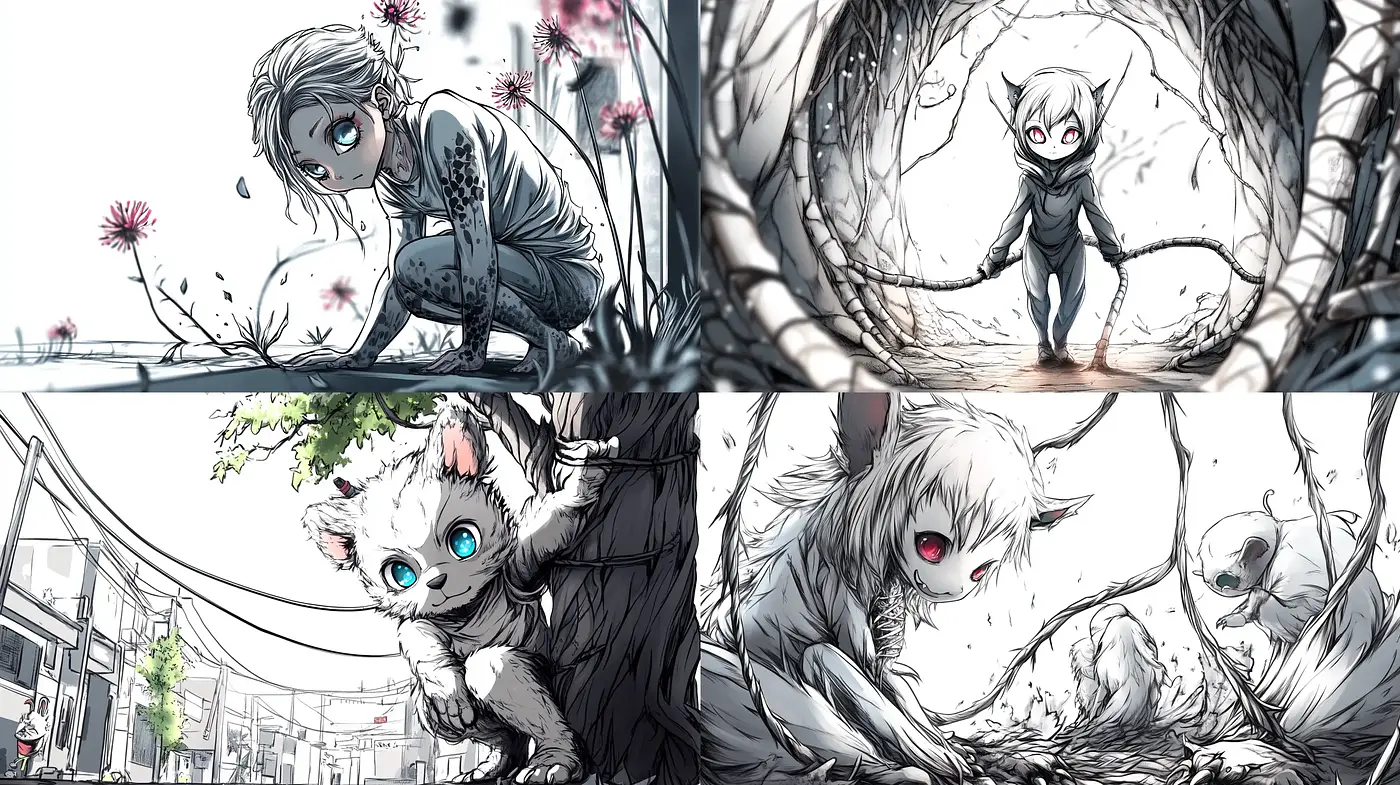 Expressive Ink Sketches With Surreal Overtones - Midjourney sref style