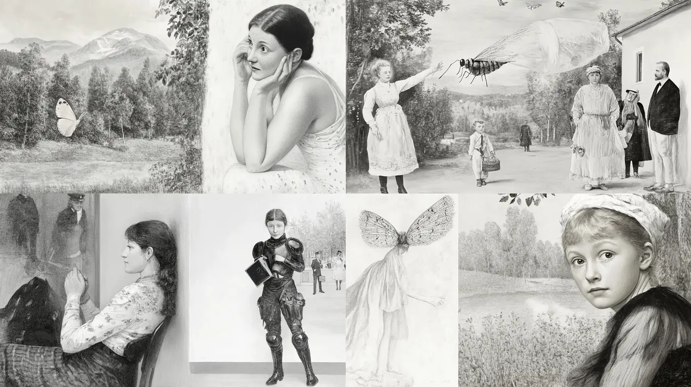 Monochromatic Nostalgia: A Journey in Timeless Graphite Sketches - Midjourney sref style