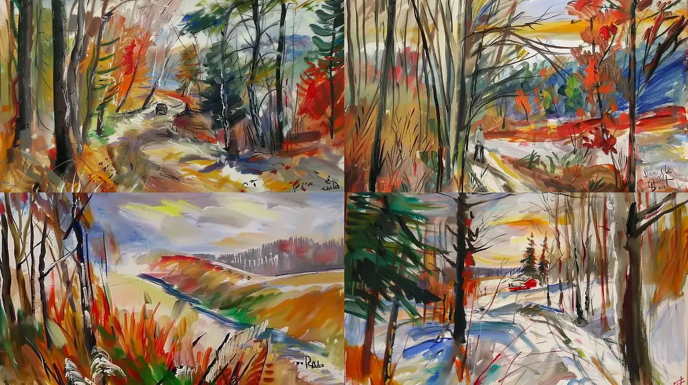 Vibrant Impressionistic Landscapes with an Autumnal Essence - Midjourney sref style