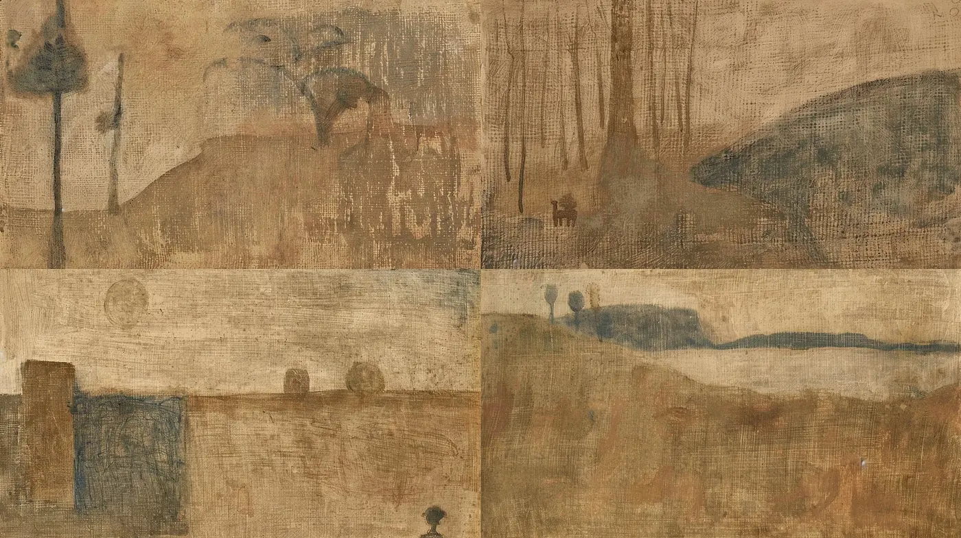 Dusky Earth Tones and Textured Serenity in Abstract Visions - Midjourney sref style