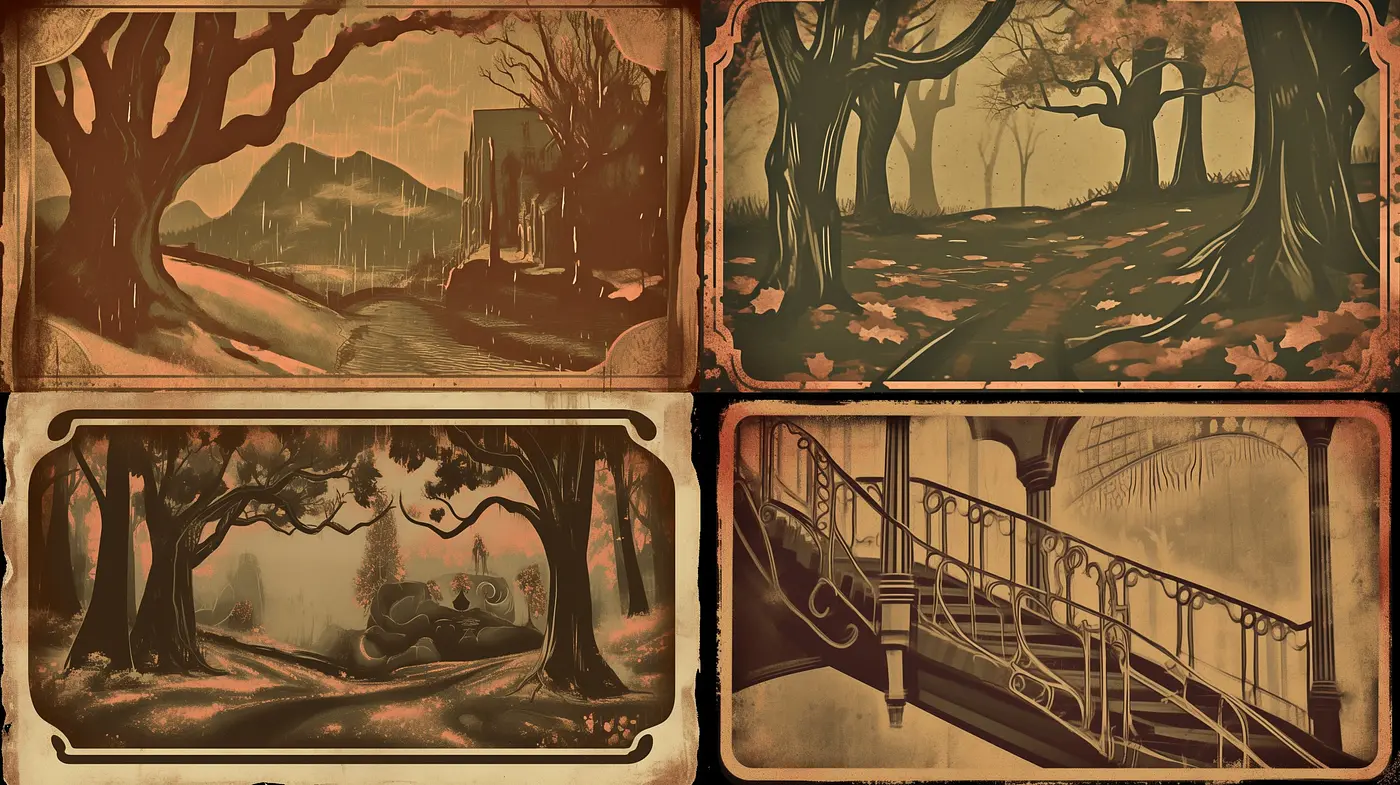 Sepia-Toned Nostalgic Dreamscape in Pseudorealism - Midjourney sref style