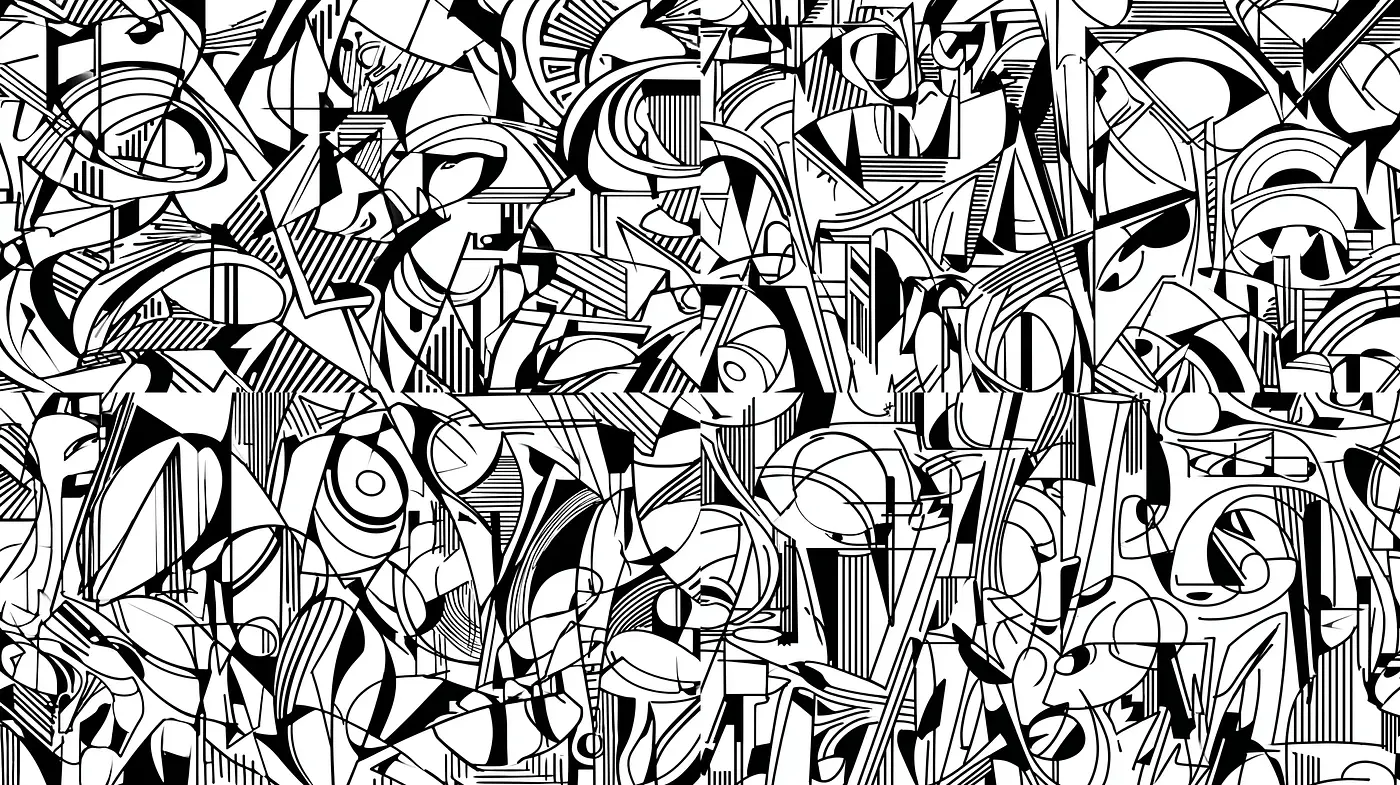 Dynamic Abstract Composition with Geometric Flair and Monochromatic Palette - Midjourney sref style