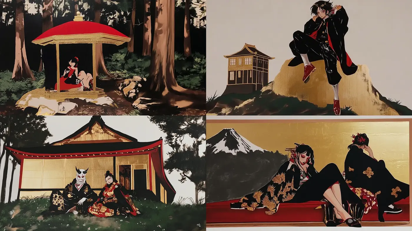 Elegant Fusion of Traditional Japanese Ukiyo-e Style and Modern Aesthetics - Midjourney sref style