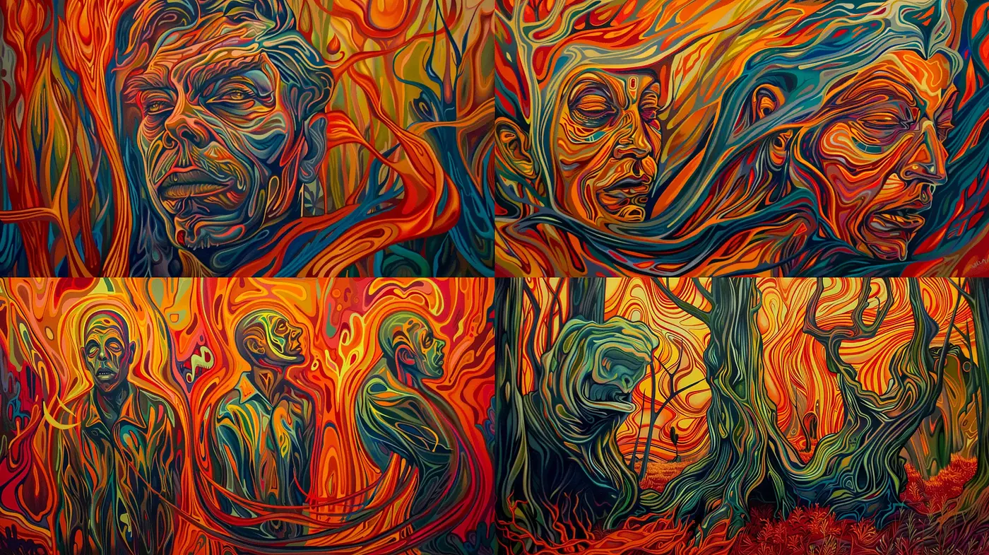 Surreal Visions of Psychedelic Twists - Midjourney sref style