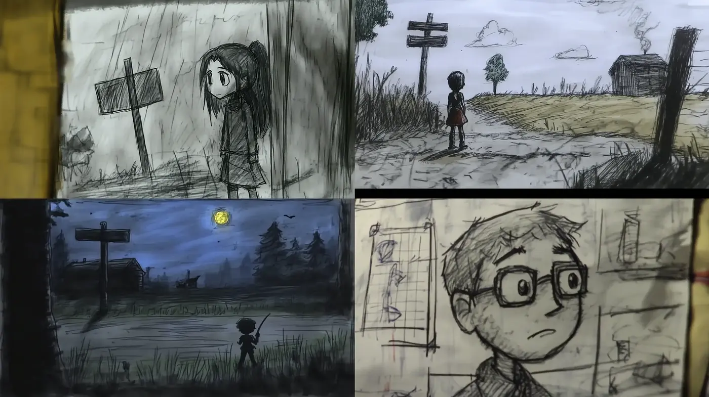 Gritty Monochrome Vignettes: A Consistent Study in Sketch-like Expressionism - Midjourney sref style