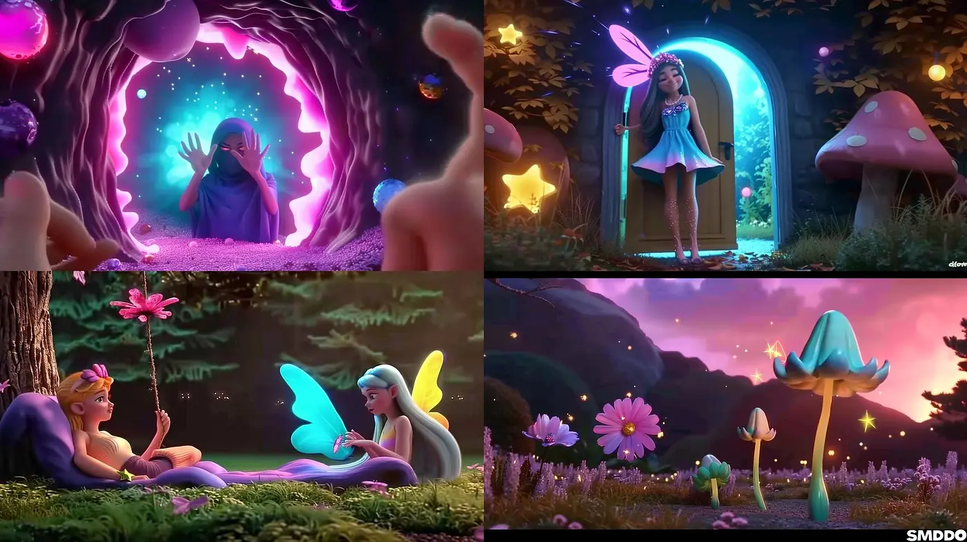Enchanted Evening: A Dreamlike Fusion of Fantasy and Vibrant Storybook Illustration - Midjourney sref style