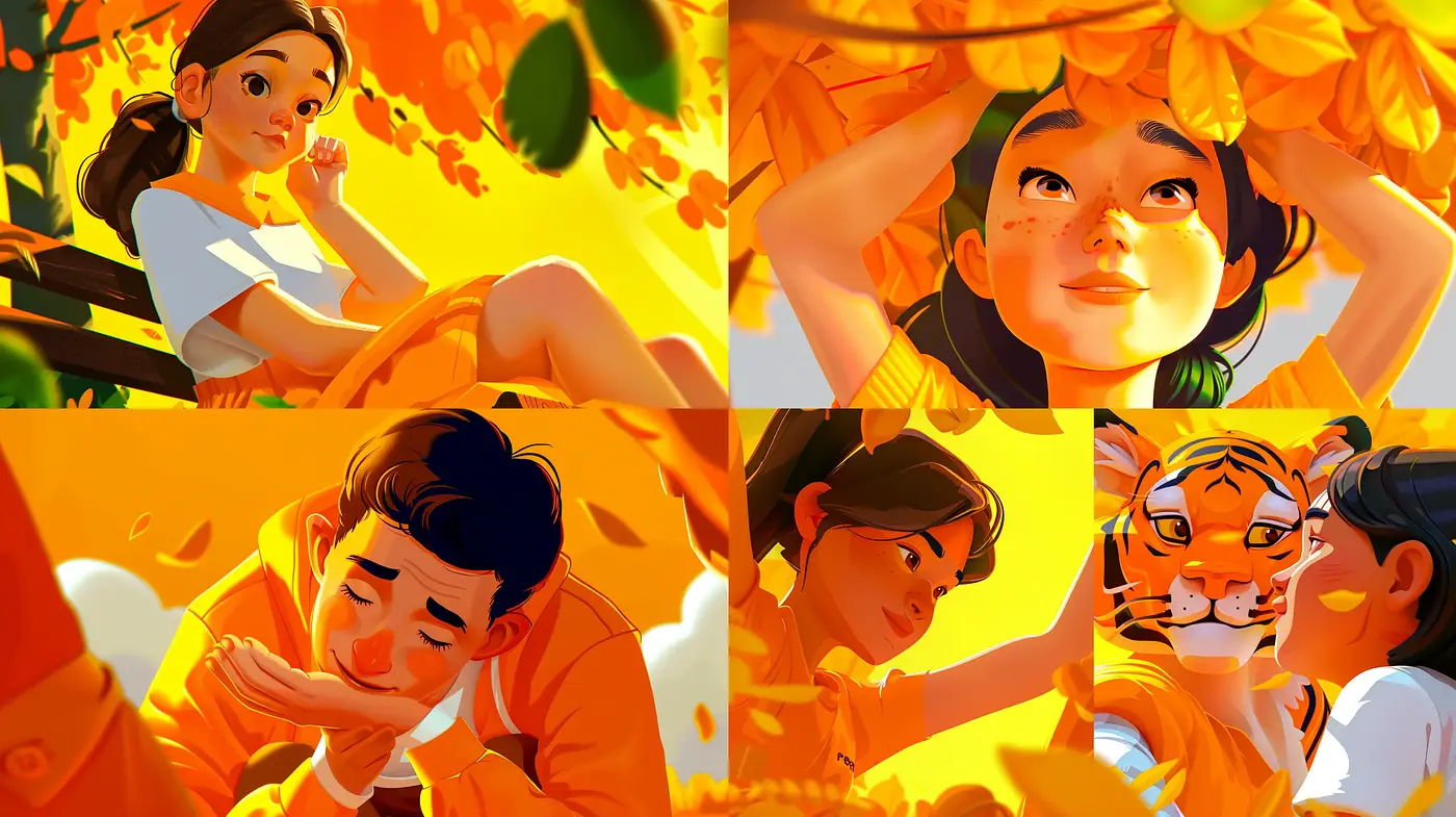 Sun-Kissed Warmth: A Harmonious Meld of Golden Hues and Tender Moments - Midjourney sref style