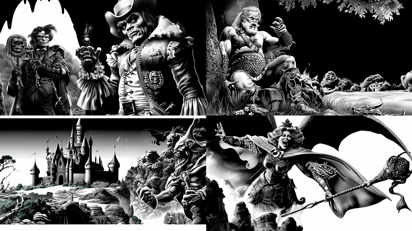 Gothic Noir Fusion with Baroque Overtones - Midjourney sref style