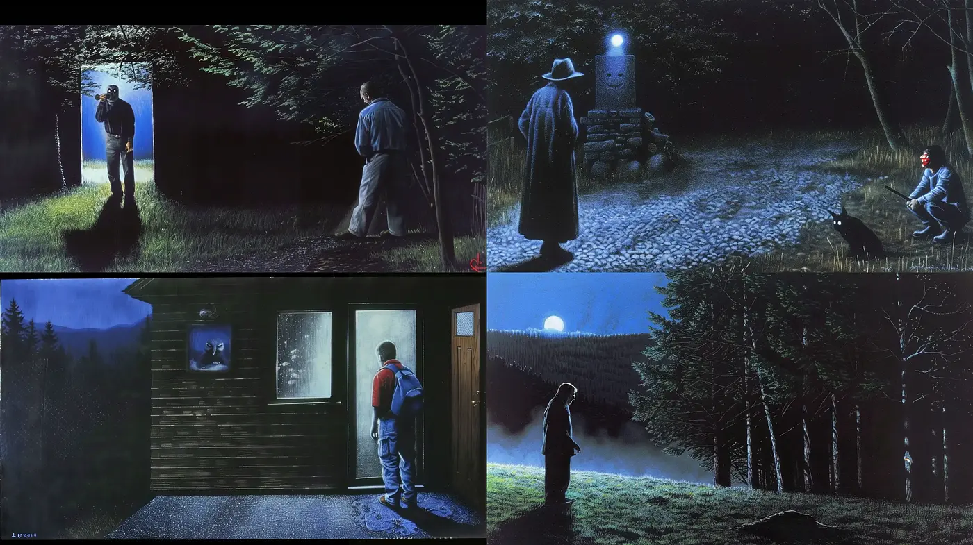 Ethereal Nocturnes and Solitary Figures: A Study in Mystical Realism - Midjourney sref style