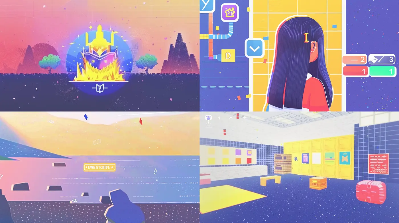 Synthetic Sunrise: A Consistent Mélange of Vivid Pastels and Geometric Serenity - Midjourney sref style
