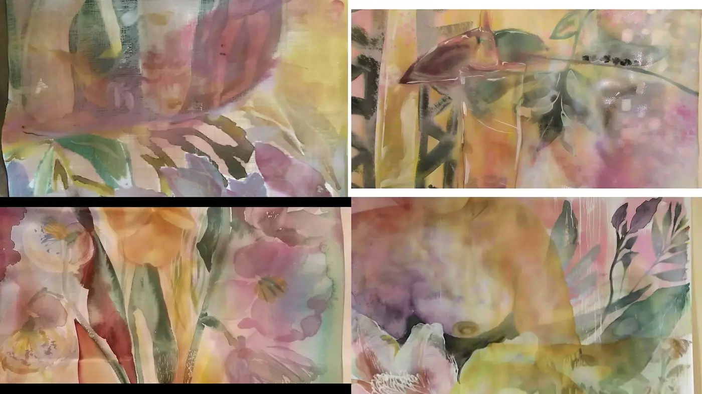 Ethereal Watercolor Dreamscape with Subtle Floral Blends - Midjourney sref style