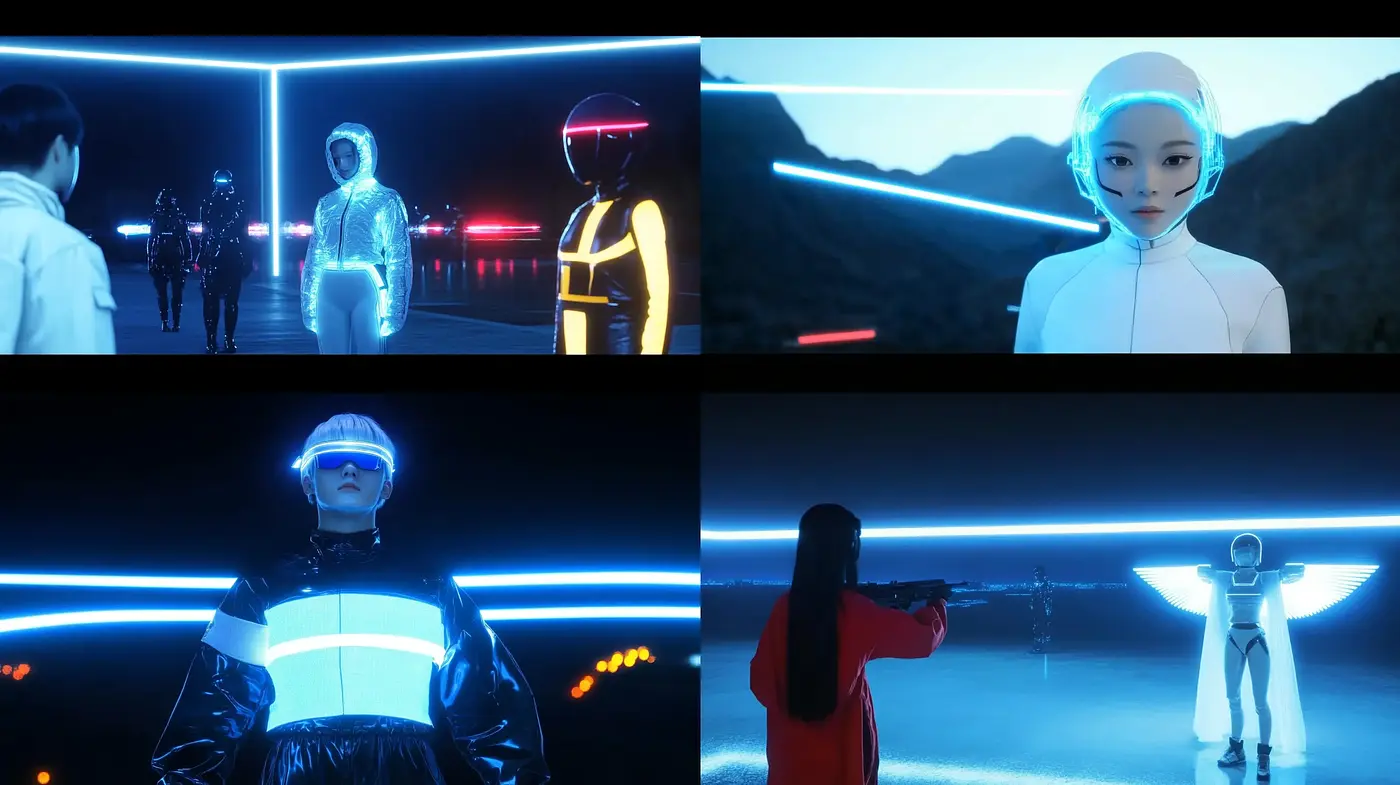 Futuristic Neon Dreamscape with Synthwave Overtones - Midjourney sref style