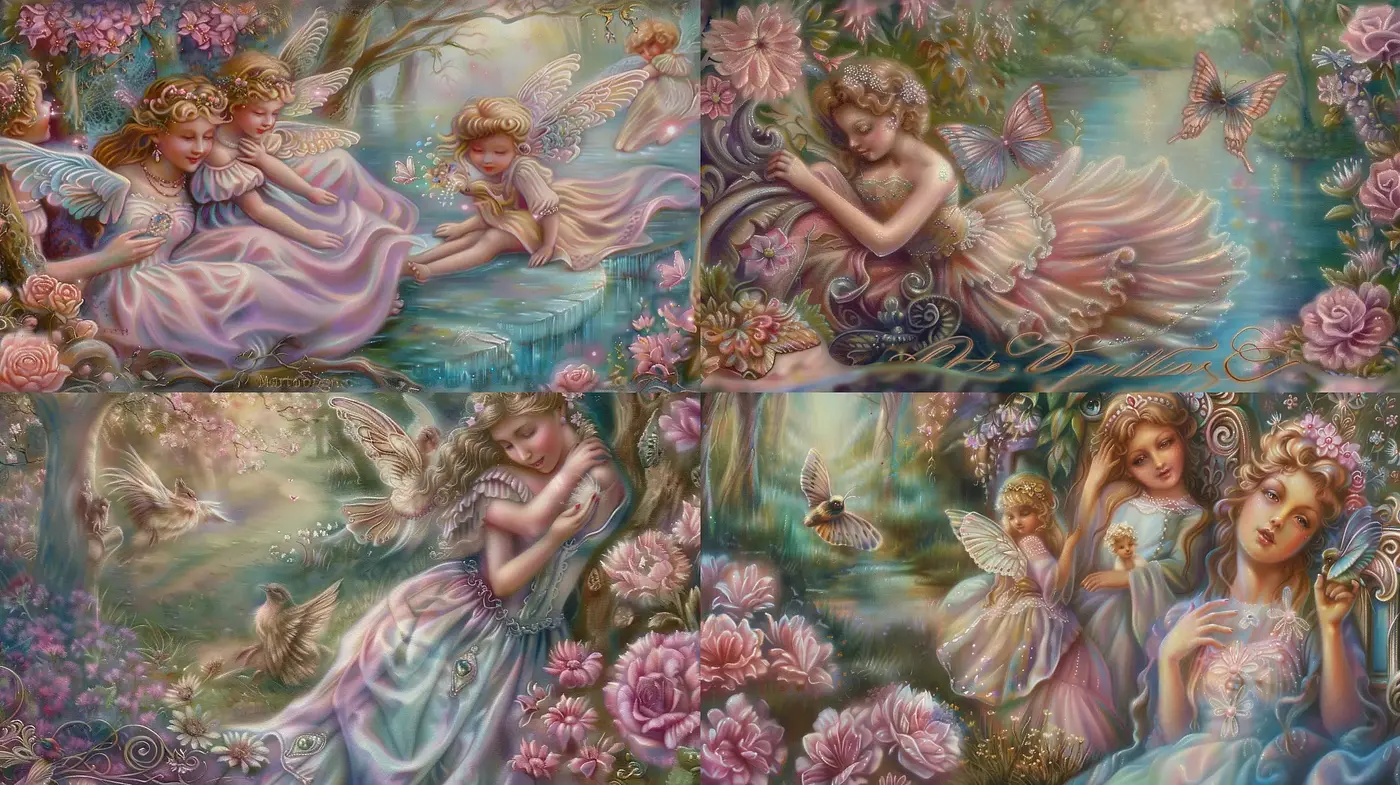 Enchanting Pastel Fairyland: A Dreamlike Mélange of Mythical Reverie - Midjourney sref style