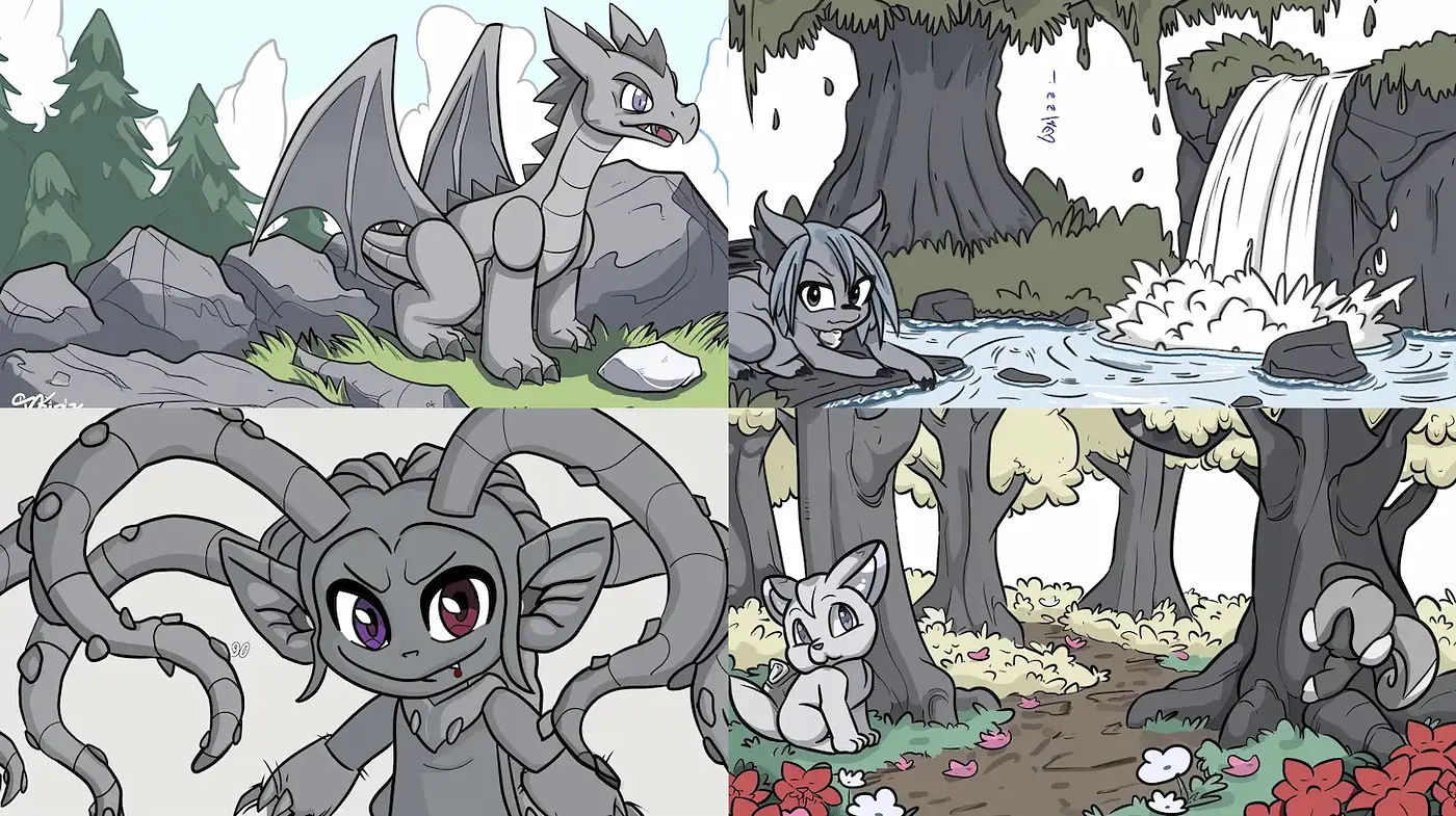 Whimsical and Playful Fantasy Illustration Style with Consistent Character Design - Midjourney sref style