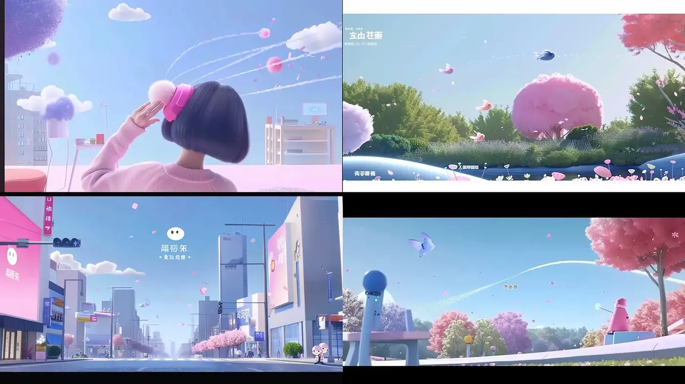 Dreamy pastel landscapes with playful elements - Midjourney sref style