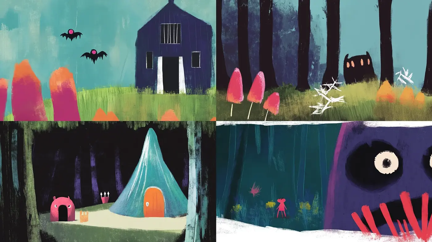 Whimsical Storybook Illustrations with a Modern Twist - Midjourney sref style