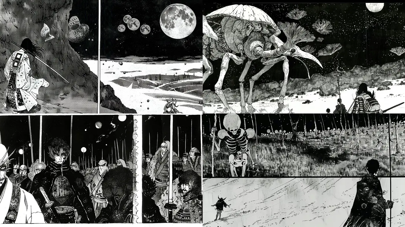 Monochromatic Ink-Wash Dreamscapes - Midjourney sref style