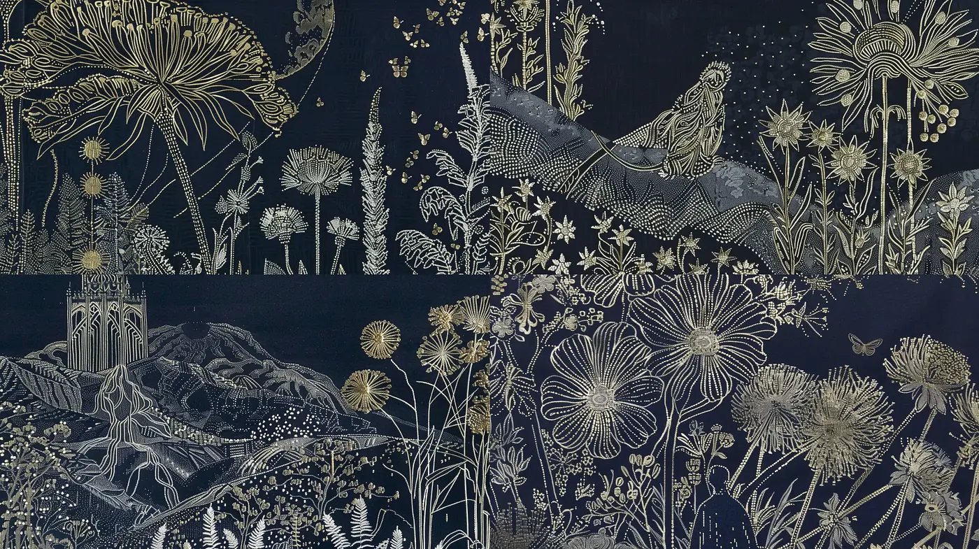 Ethereal Nocturnal Botany: A Luminous Journey Through Stylized Flora - Midjourney sref style