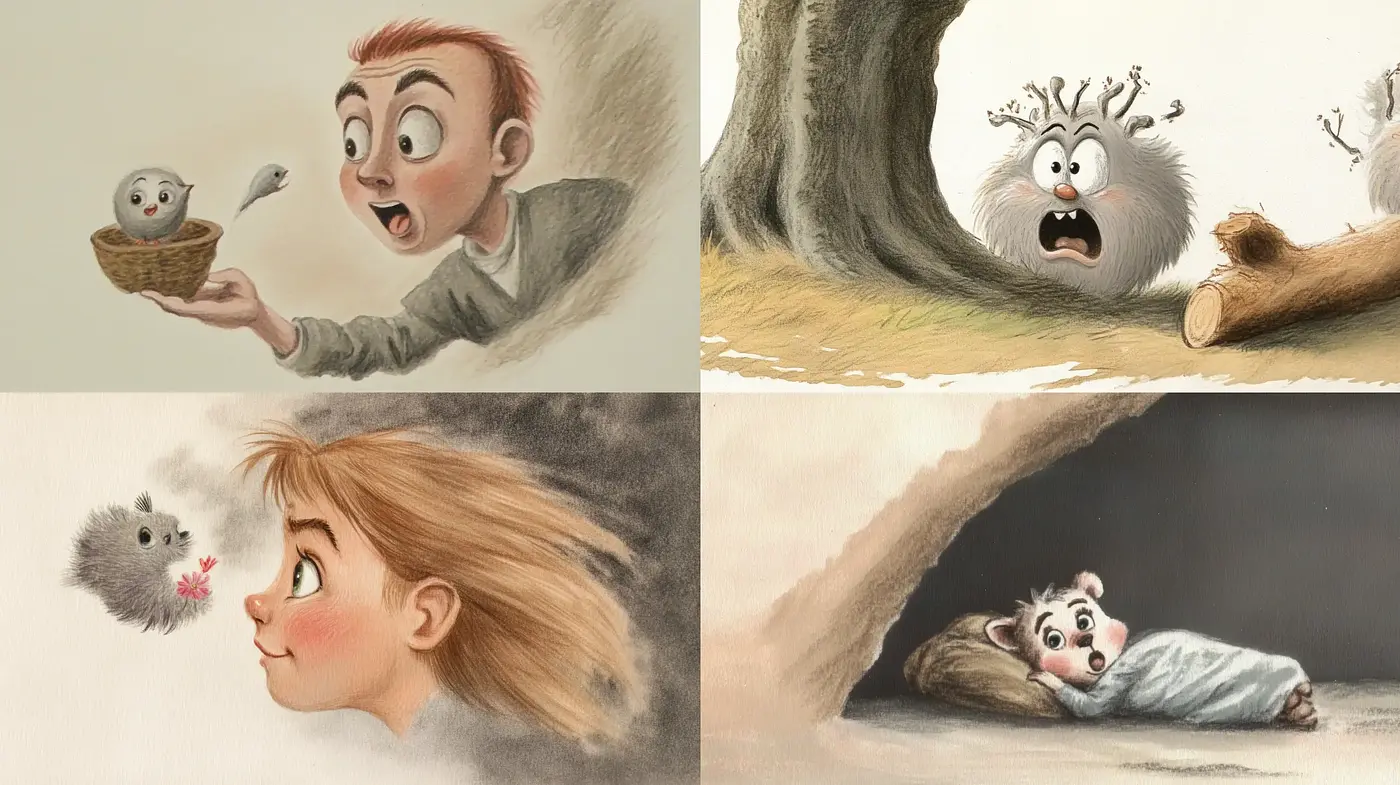 Whimsical Brushwork Embracing Soft Storybook Tones - Midjourney sref style