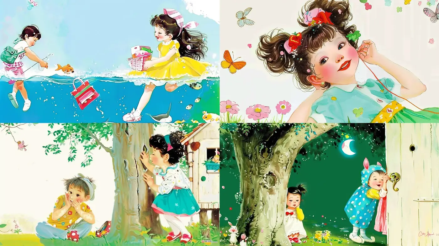 Childhood Wonders in Vivid Storybook Illustrations - Midjourney sref style