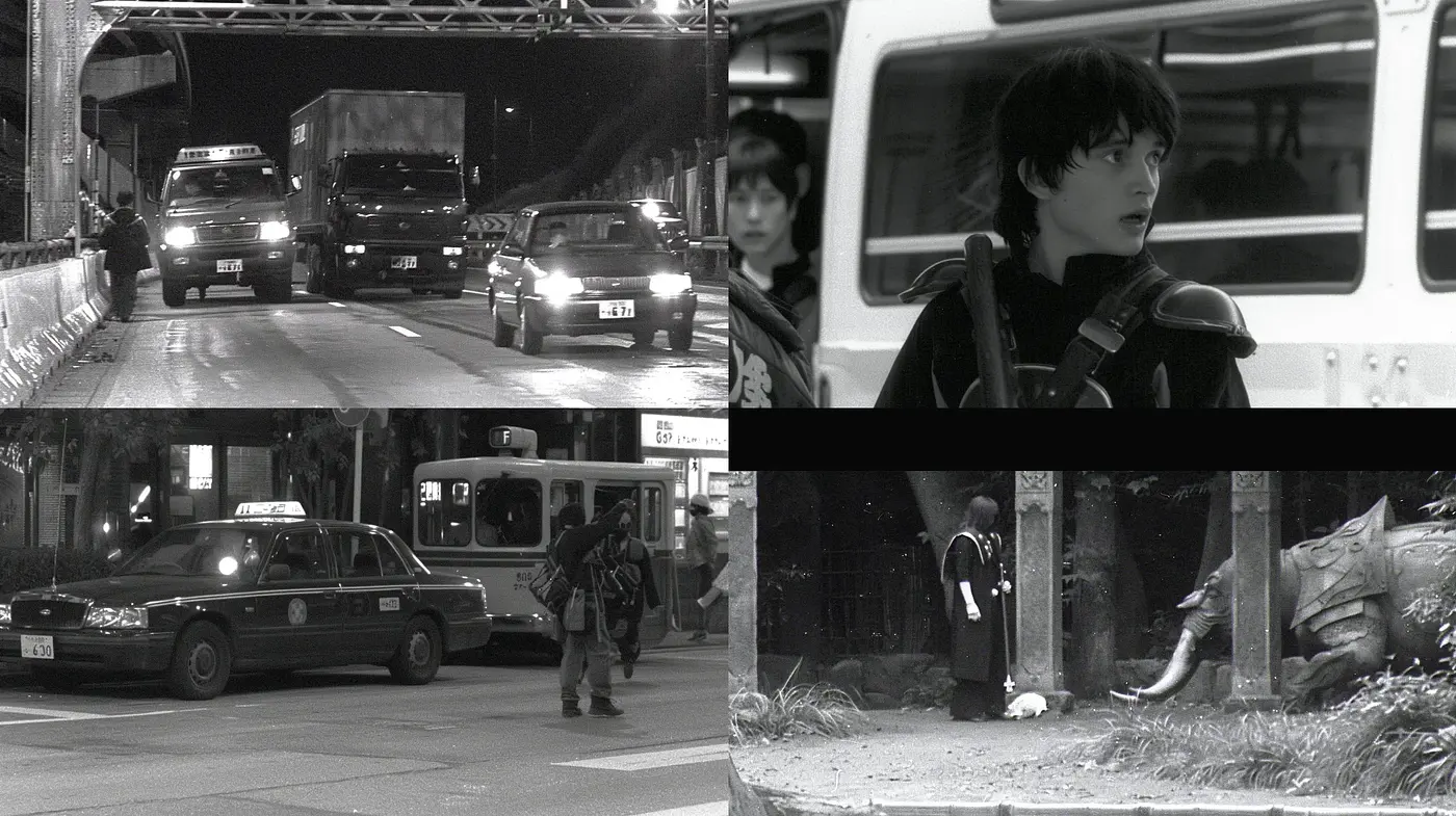 Monochromatic Urban Nocturne: A Homage to Neo-noir Aesthetics - Midjourney sref style