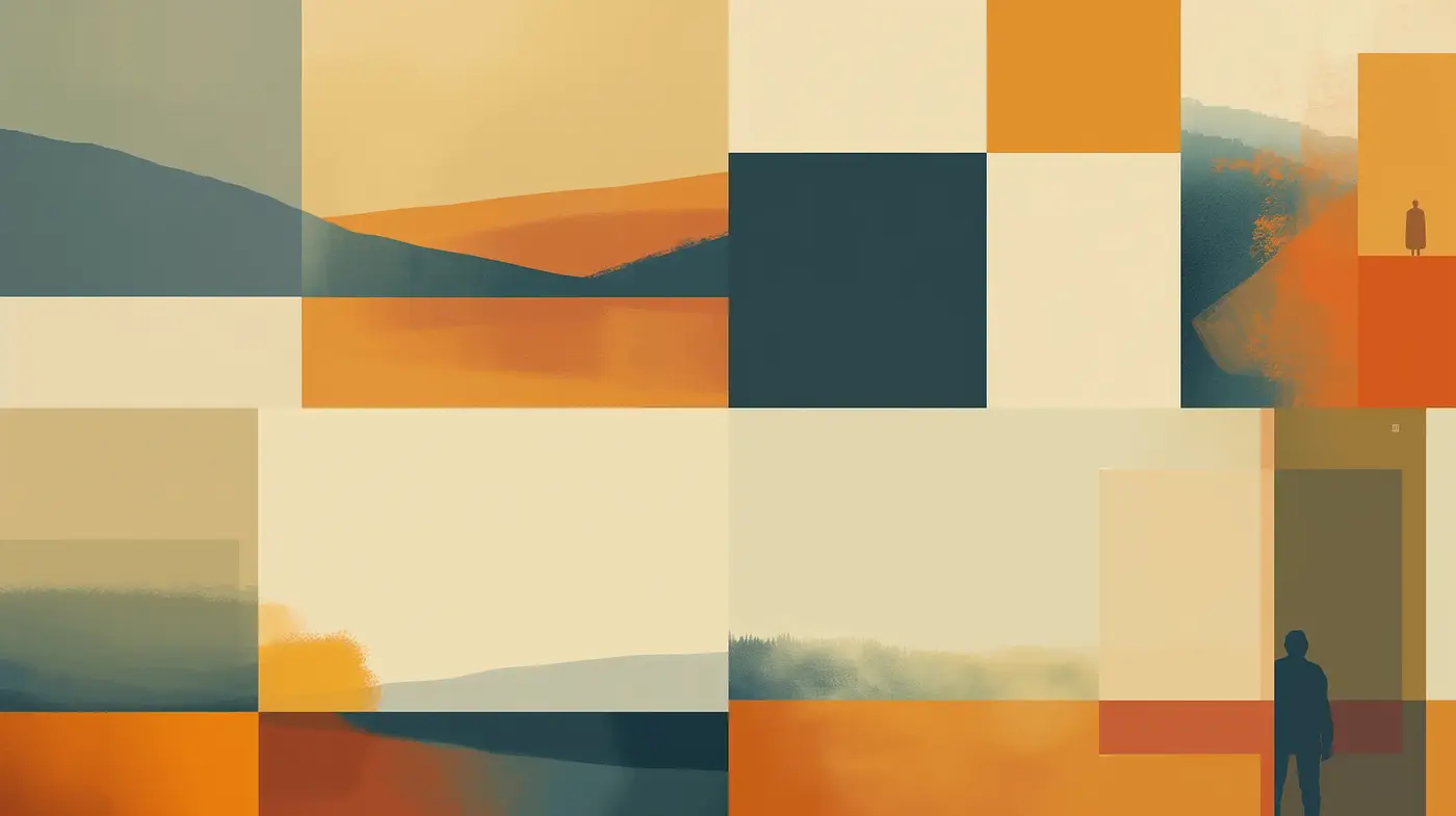 Warm-toned Abstract Geometric Horizons - Midjourney sref style