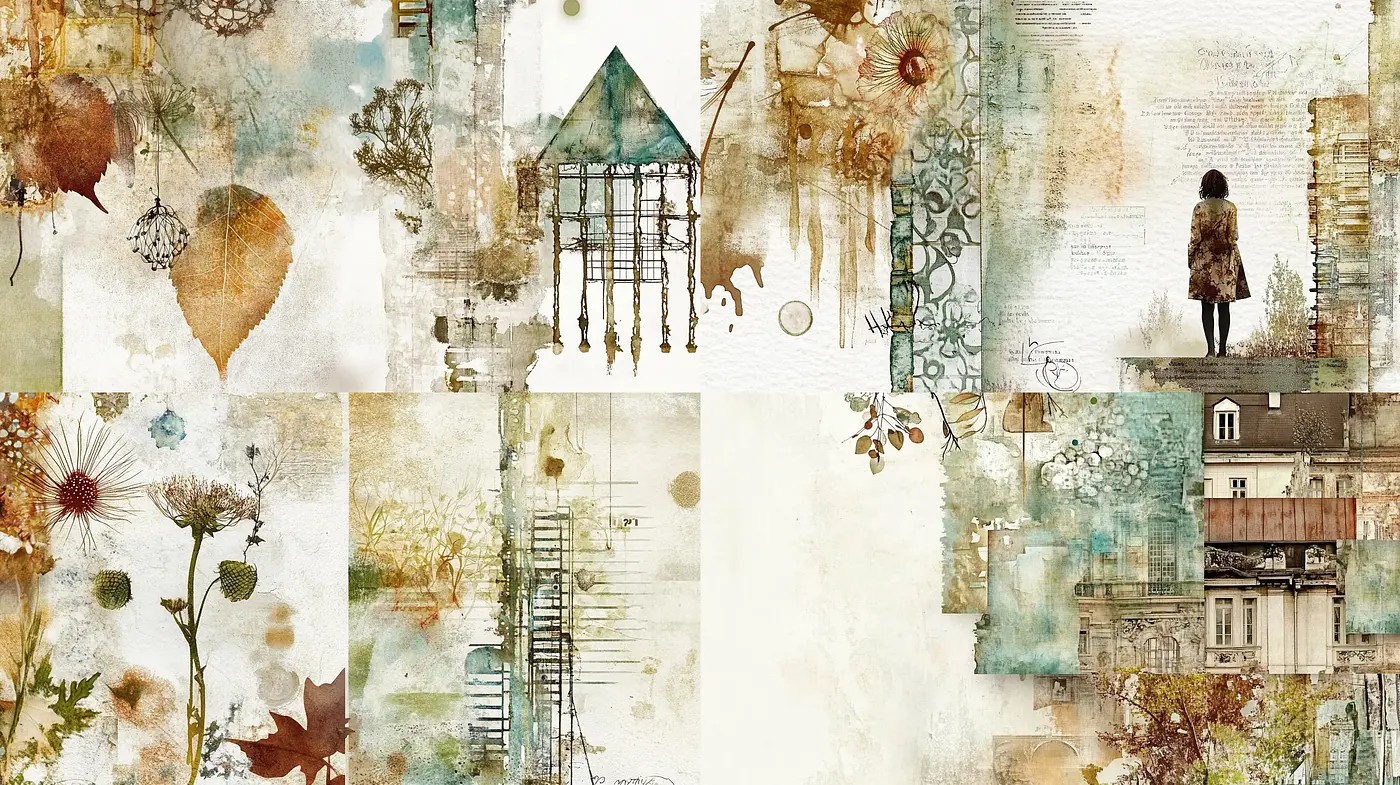 Faded Memories: A Melancholic Montage of Mixed Media Collage - Midjourney sref style
