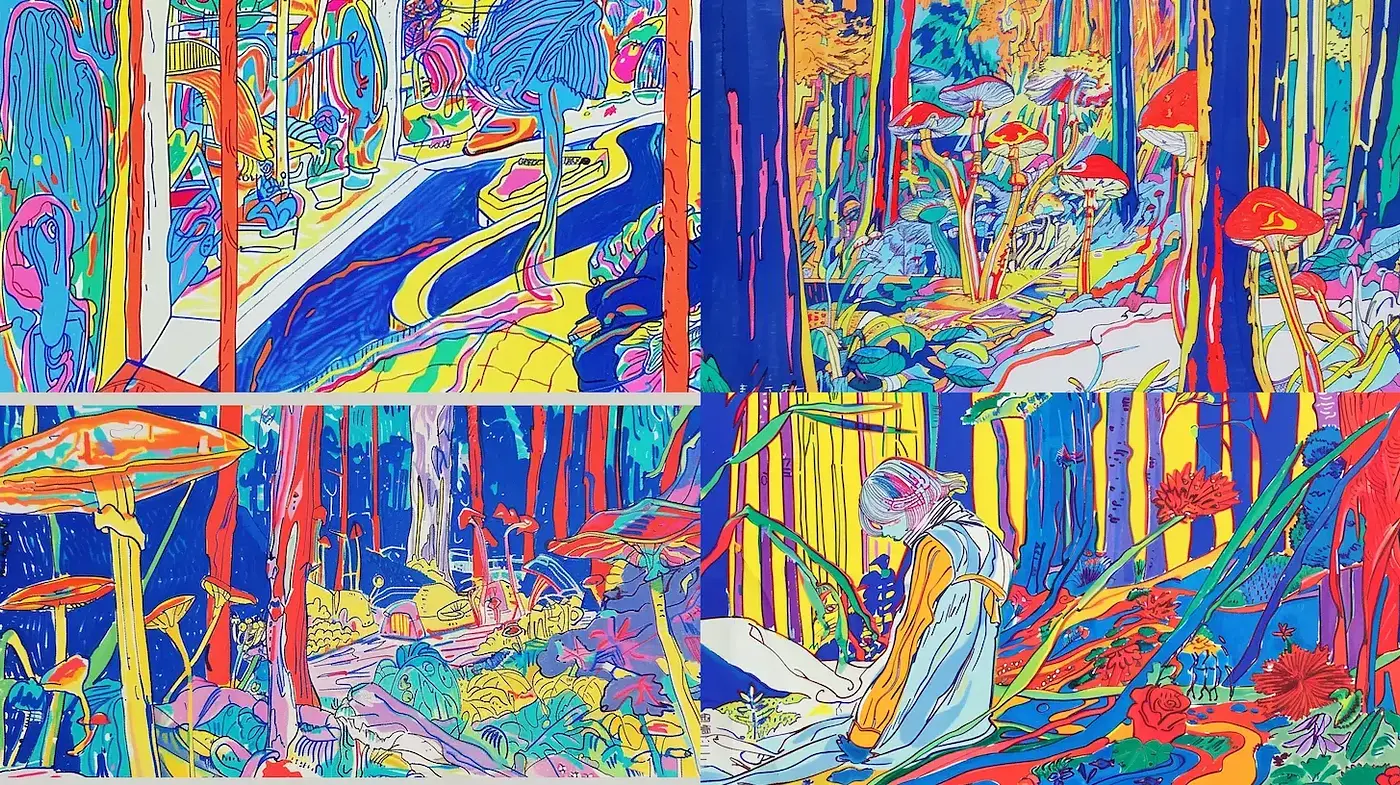 Vibrant and Surreal Exploration of Nature and Fantasy - Midjourney sref style