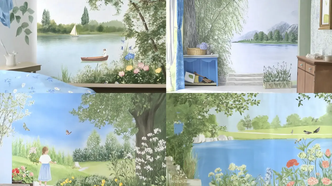 Tranquil Lakeside Serenity in Pastel Hues - Midjourney sref style