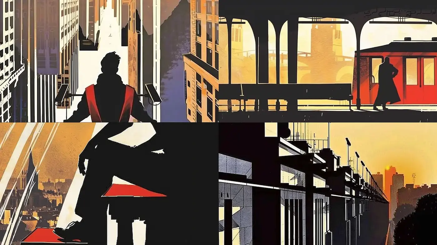 Stylized Urban Vignettes with a Retro Futuristic Aesthetic - Midjourney sref style