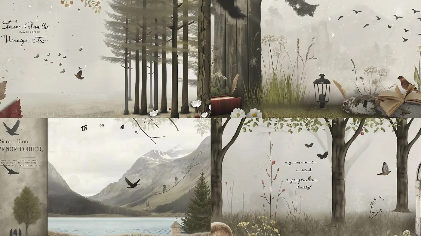 Ethereal Nature's Whispers - A Harmony of Sepia Tones and Dreamlike Tranquility - Midjourney sref style