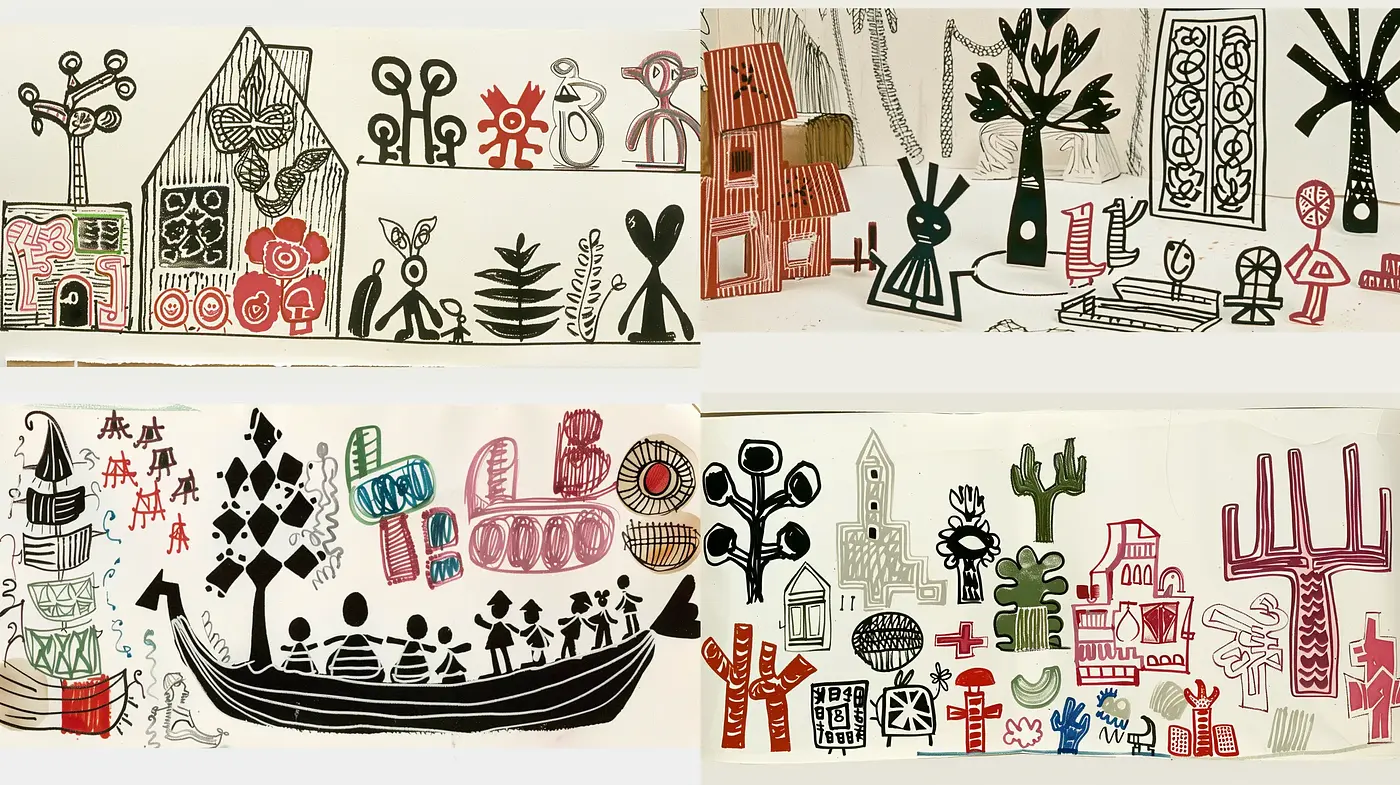 Whimsical Folk Art Fusion with a Modern Graphic Touch - Midjourney sref style