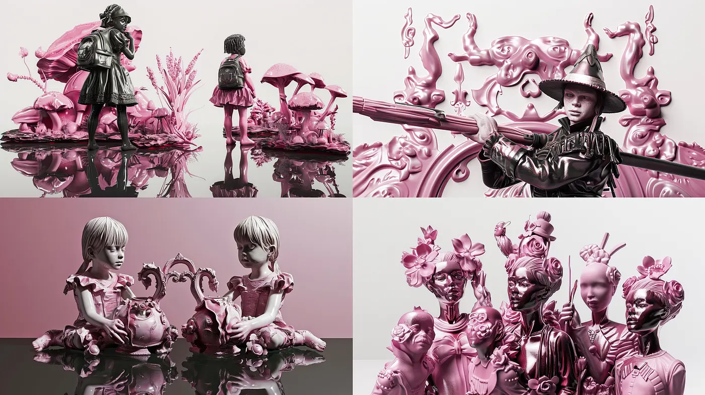 Surrealistic Porcelain Dreamscape: A Homage to Baroque and Rococo Elegance - Midjourney sref style